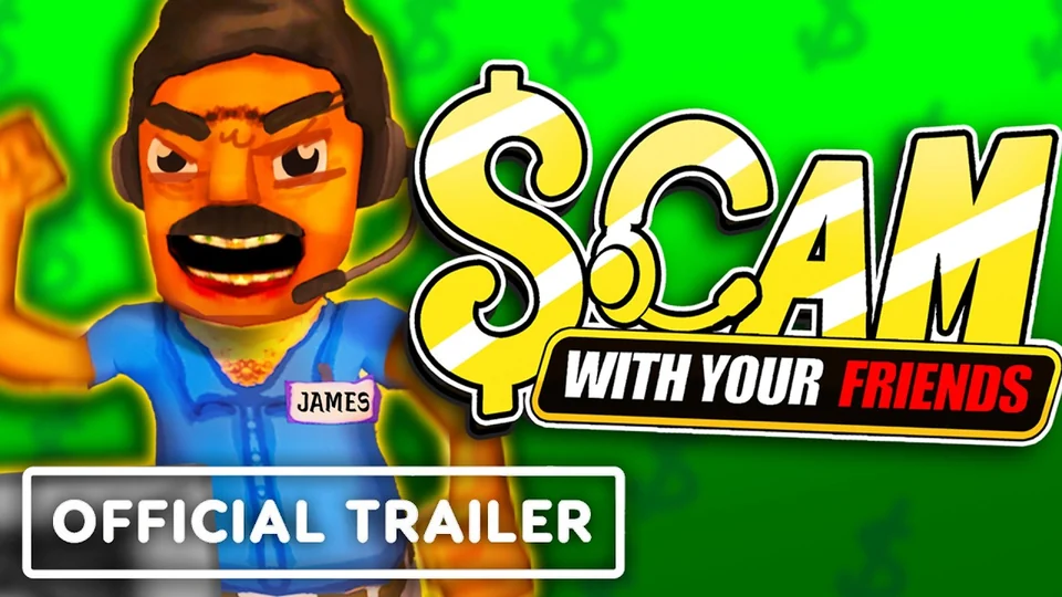 Official trailer cover with the game title and James wearing a headset against a bright green background.